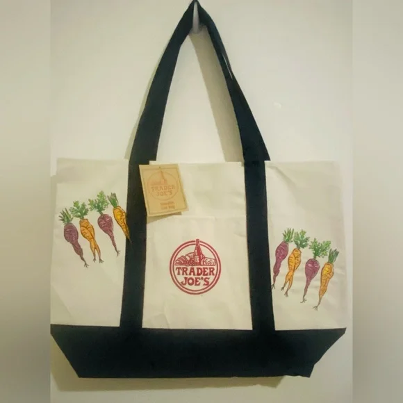 NWT Trader Joe's canvas tote with embroidery - Picture 8 of 12